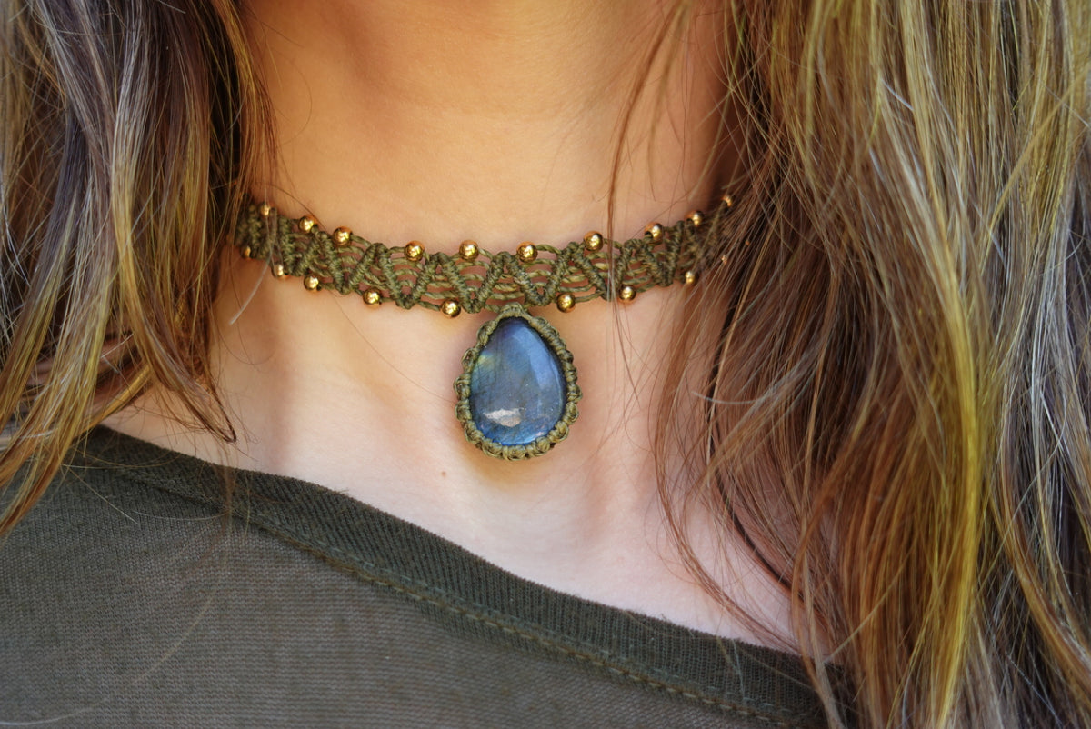 Collar Pipa Labradorita