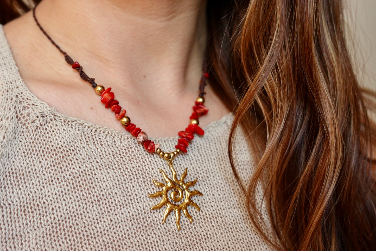 Collar Amalfi Coral Rojo