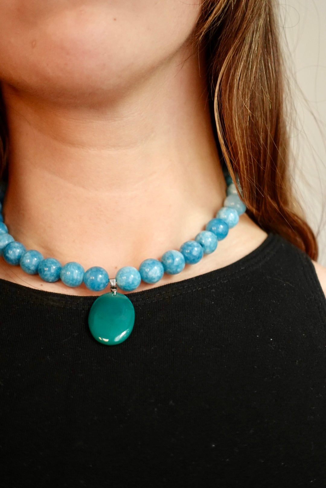 Collar Joy - Jade Azul + Onix Agua