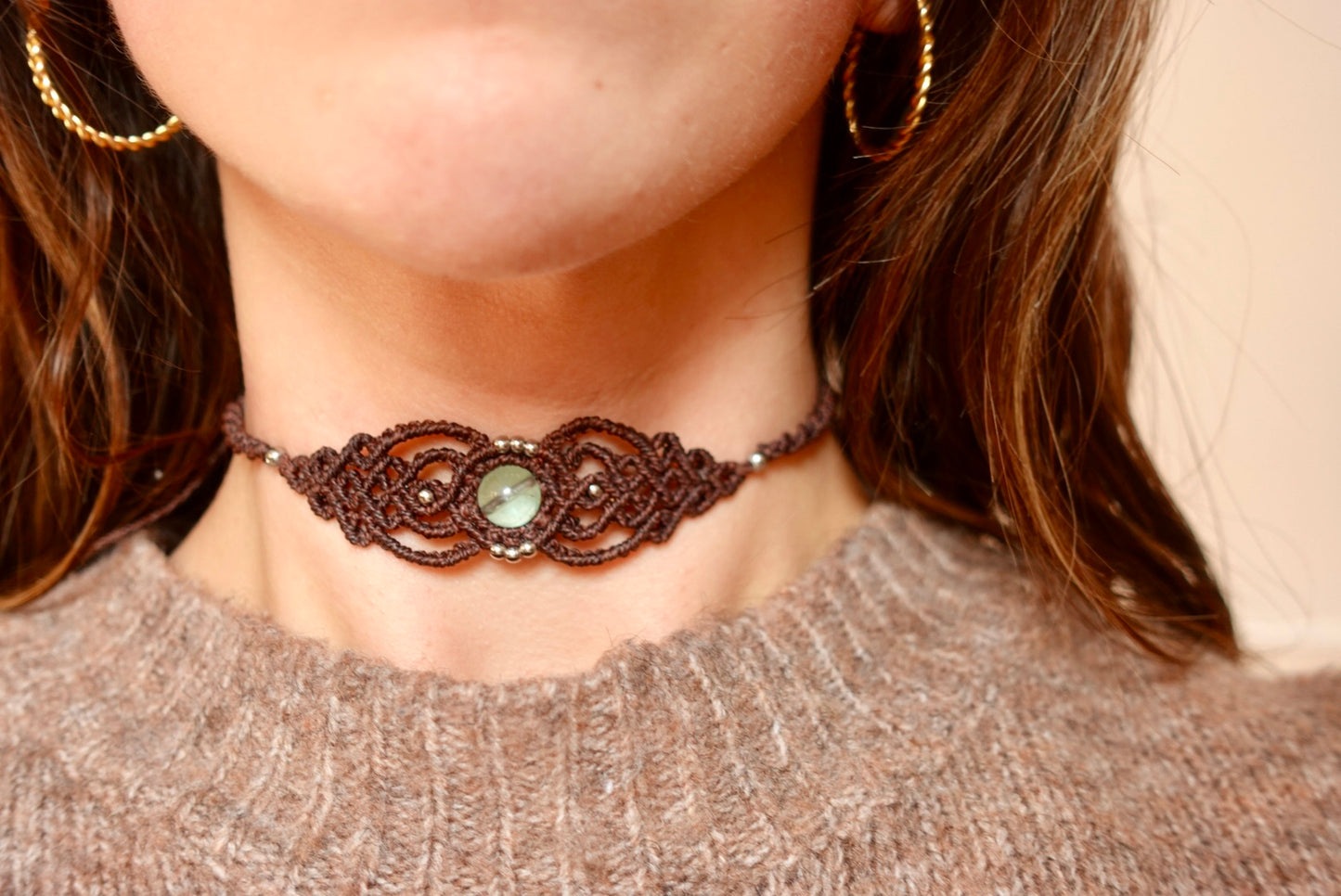 Choker/Pulsera Fluorita (cafe)
