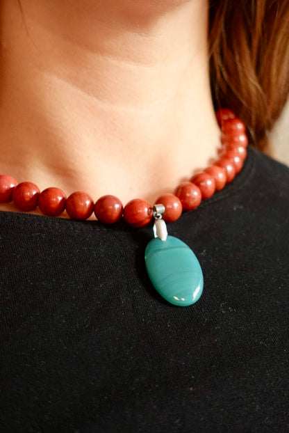 Collar Joy Jaspe Rojo + Onix Verde