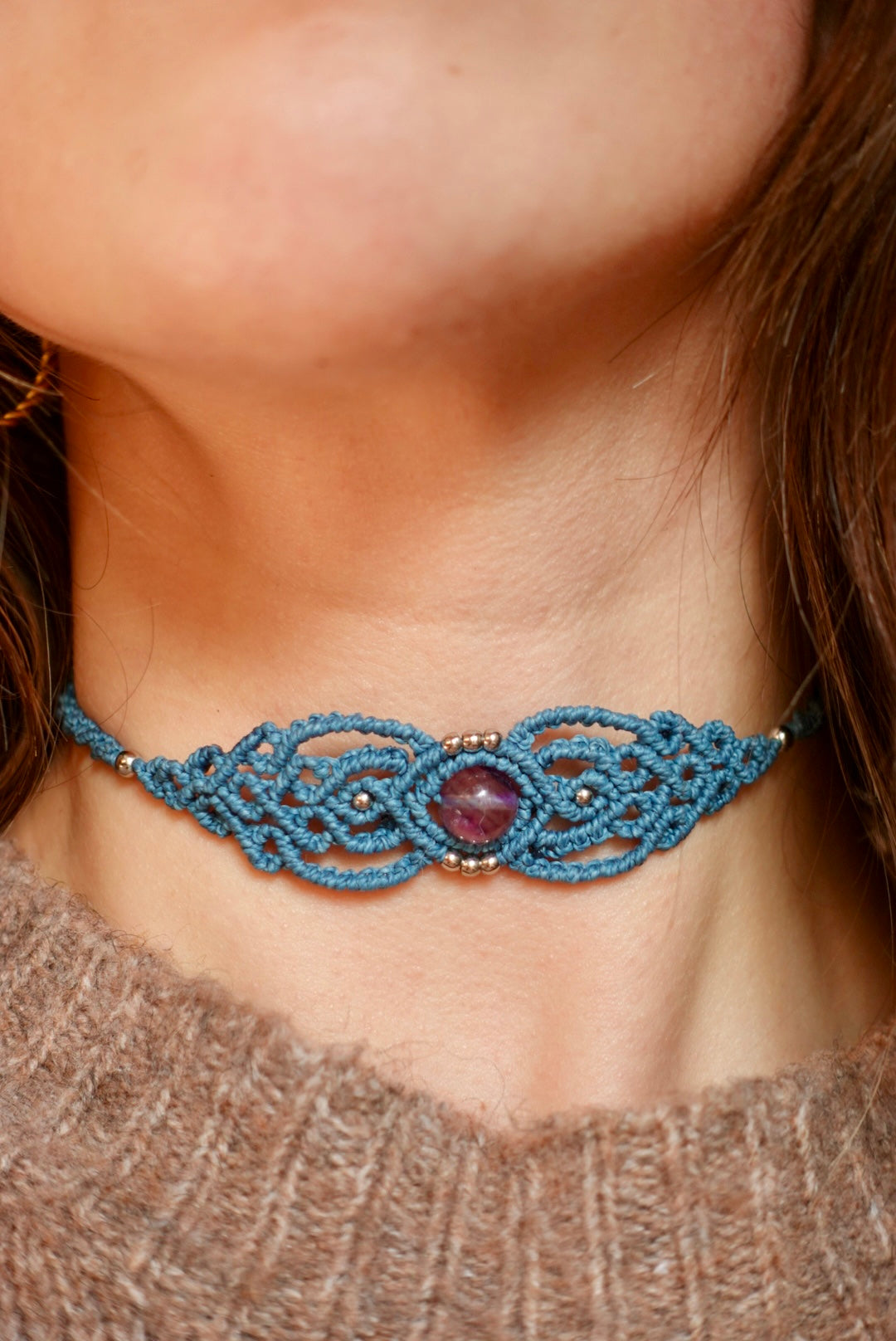 Choker/Pulsera Fluorita (azul)