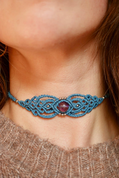 Choker/Pulsera Fluorita (azul)
