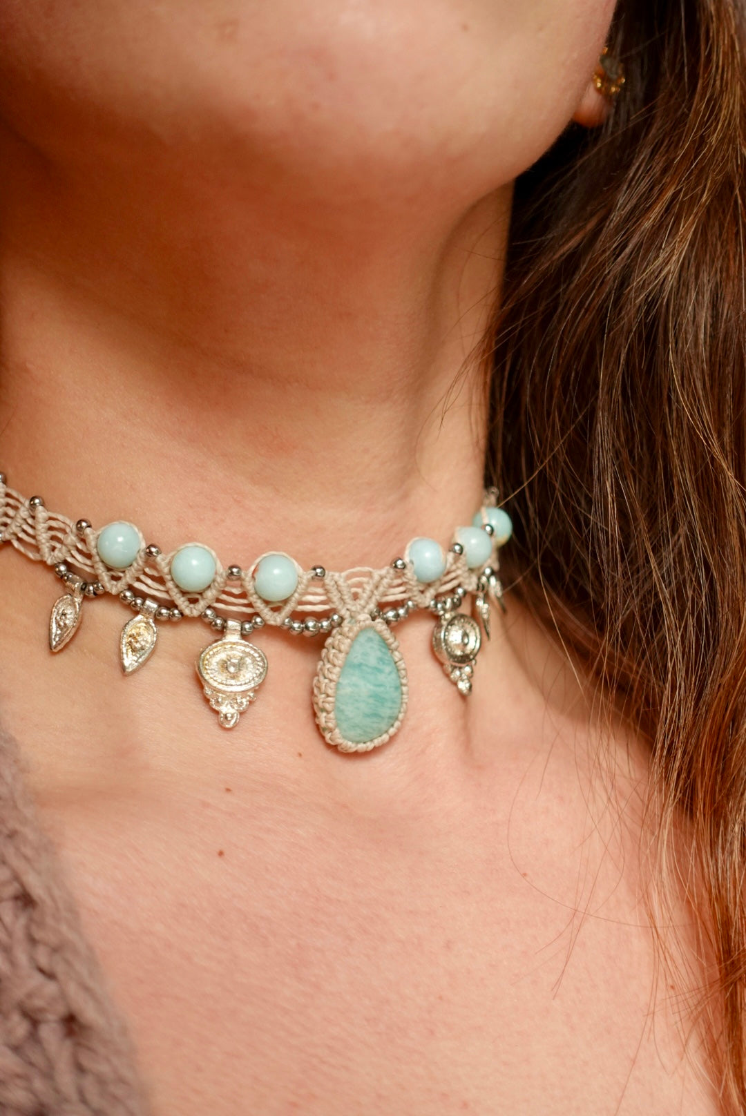 Collar Pipa Amazonita + Jaspe Imperial