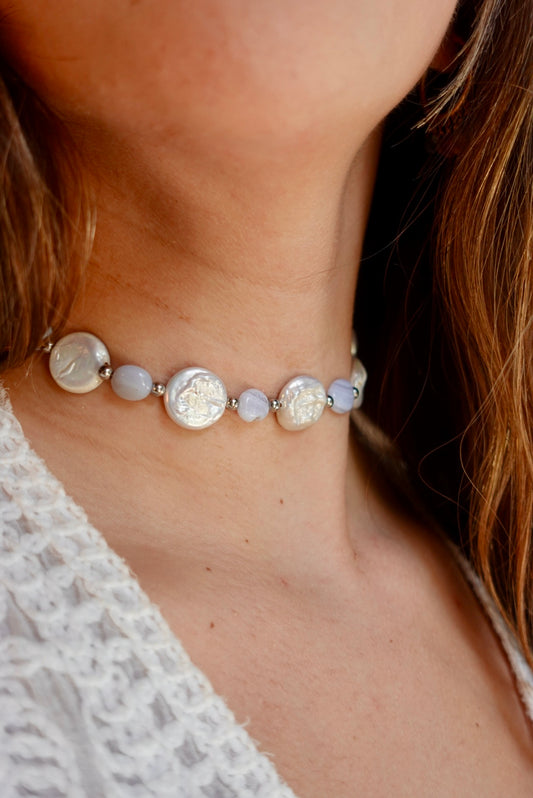 Collar Perla + Agata Blue Lace