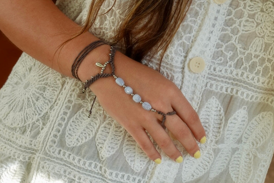 Pulsera Lisboa Agata Blue Lace (gris)