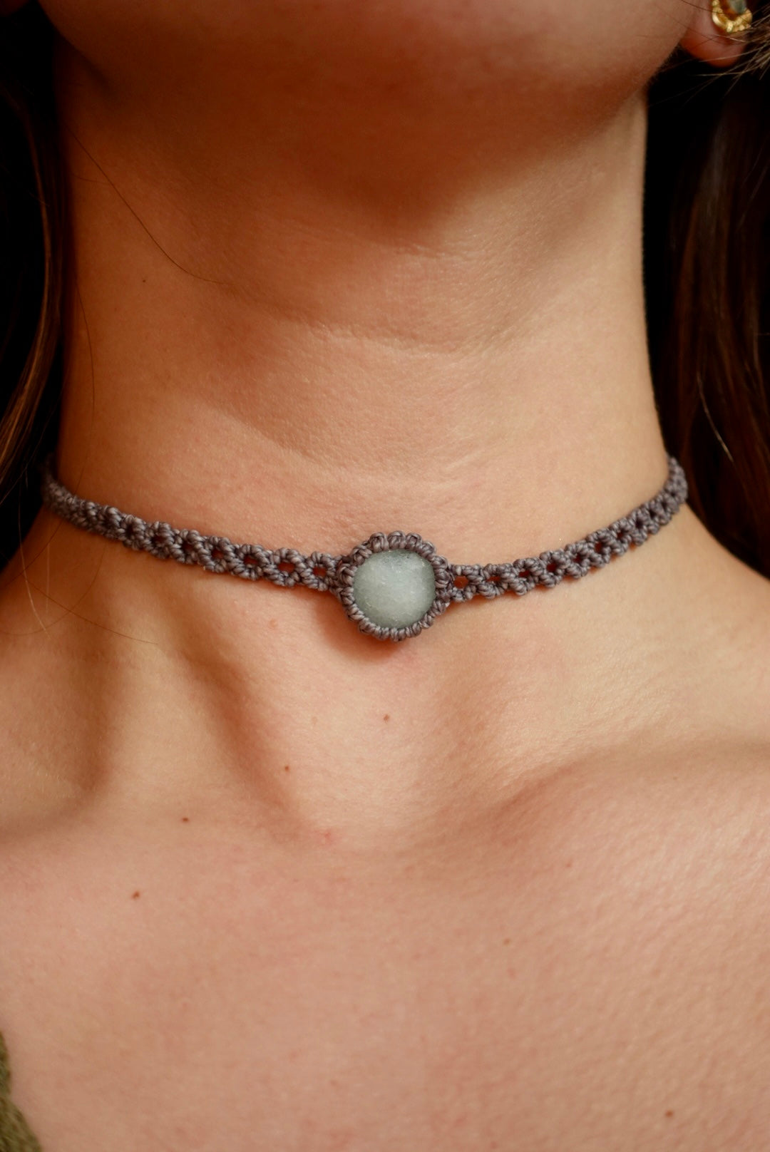 Choker Zicatela Aguamarina (gris)