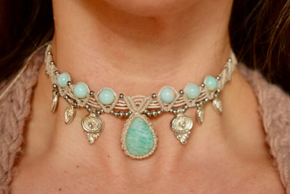 Collar Pipa Amazonita + Jaspe Imperial