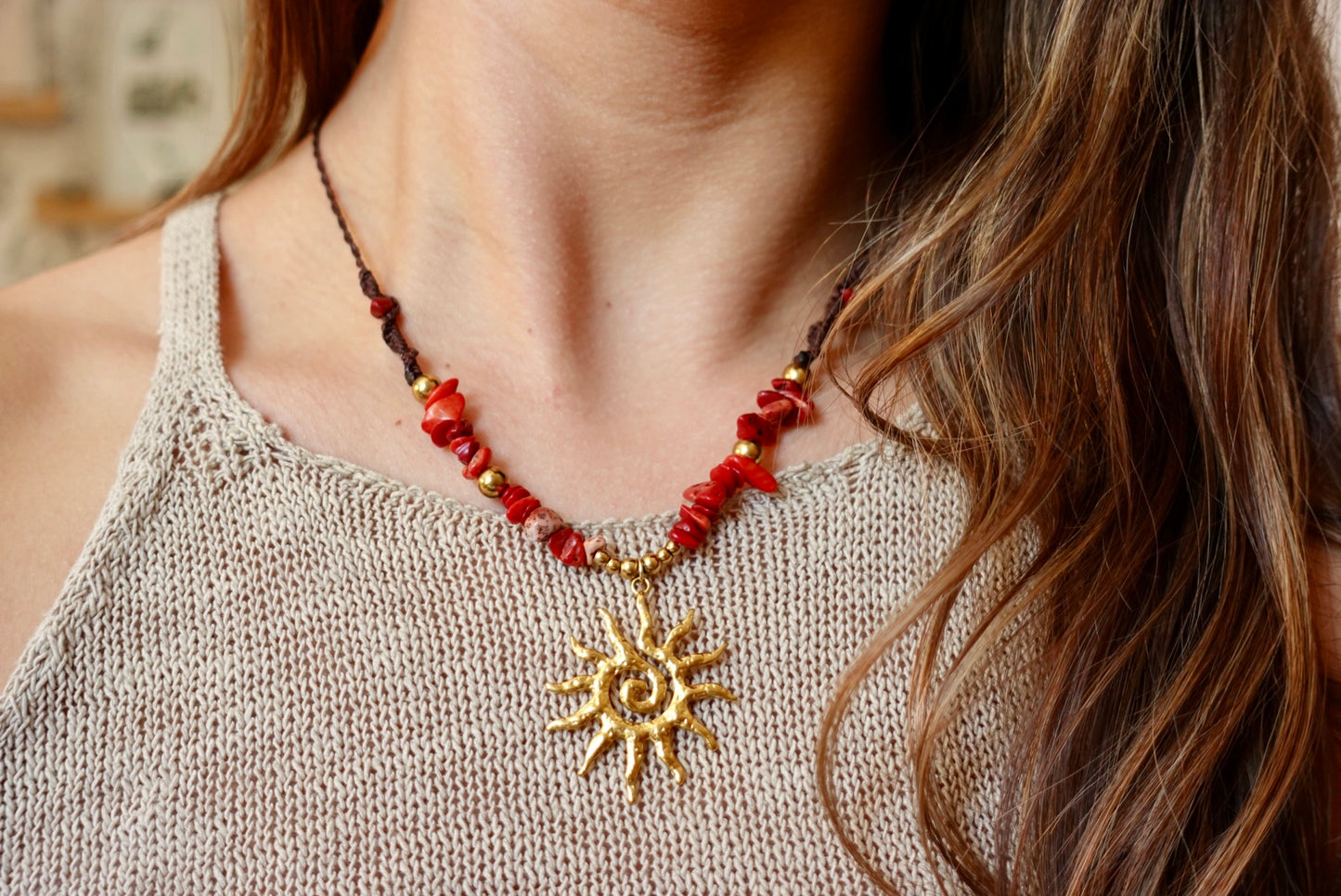 Collar Amalfi Coral Rojo