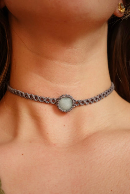 Choker Zicatela Aguamarina (gris)