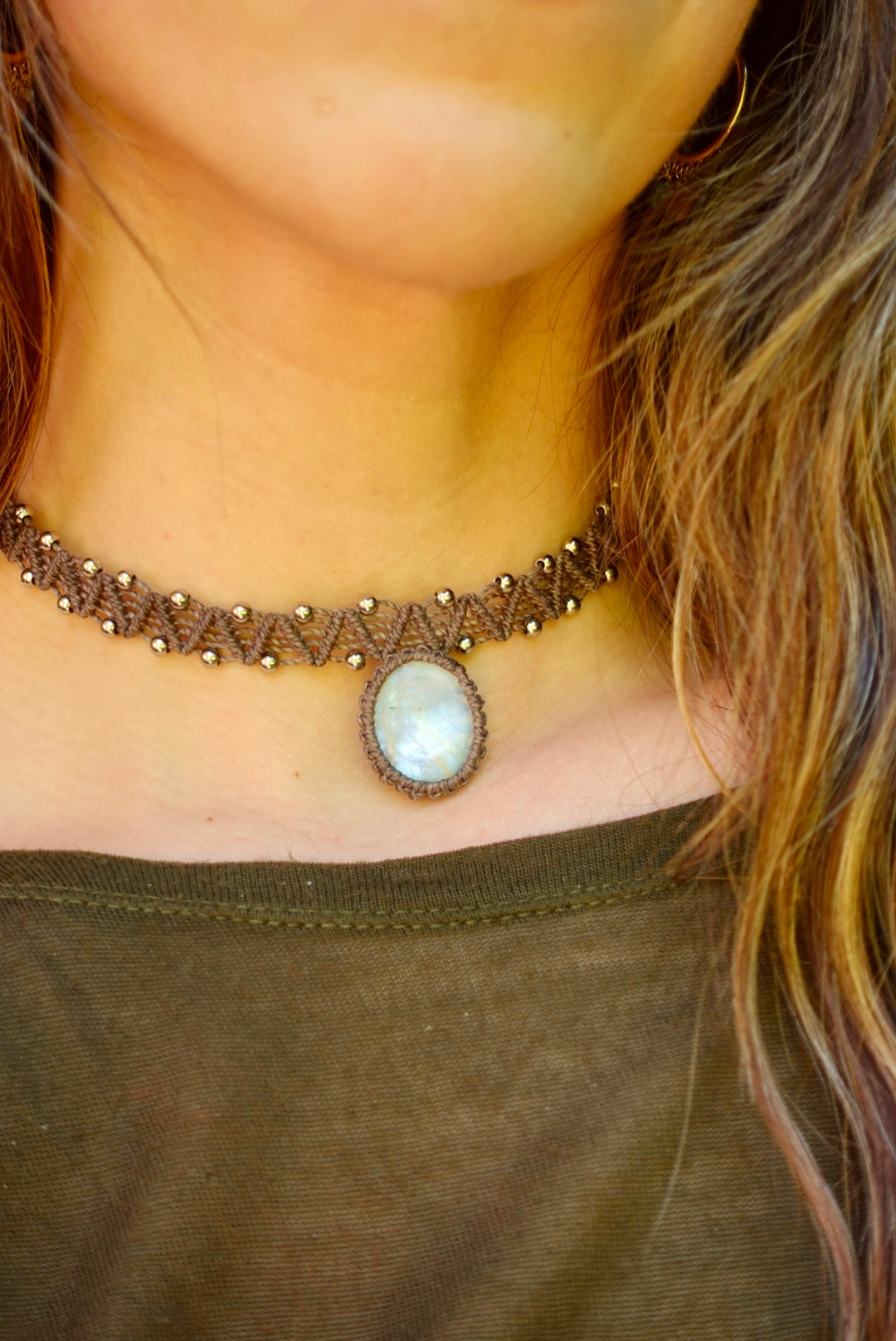 Collar Pipa Piedra Luna