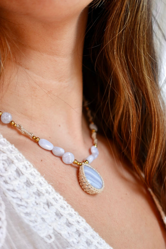 Collar Belice Agata Blue Lace (blanco)