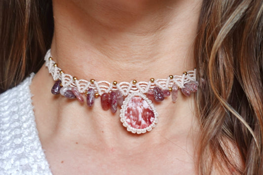 Collar Pipa Conchita - Cuarzo cherry