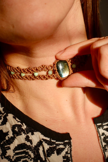 Choker Sintra Labradorita + Crisoprasa