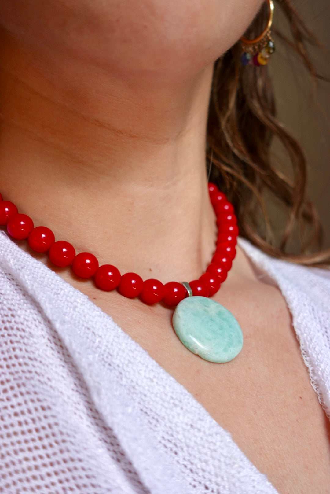 Collar Joy Jade Rojo + Amazonita
