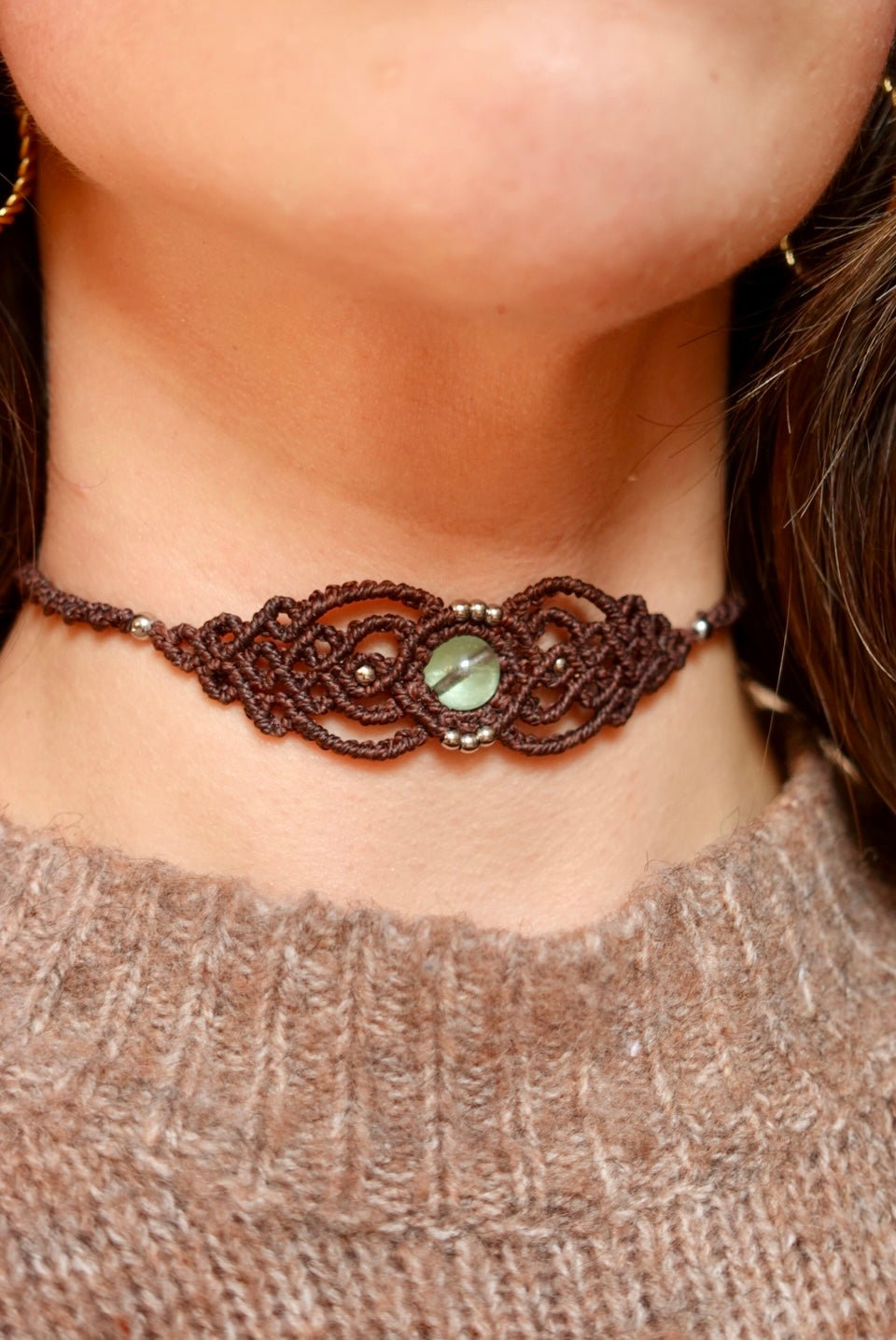 Choker/Pulsera Fluorita (cafe)
