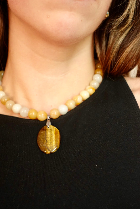 Collar Joy - Jade Dorado + Ojo de Tigre