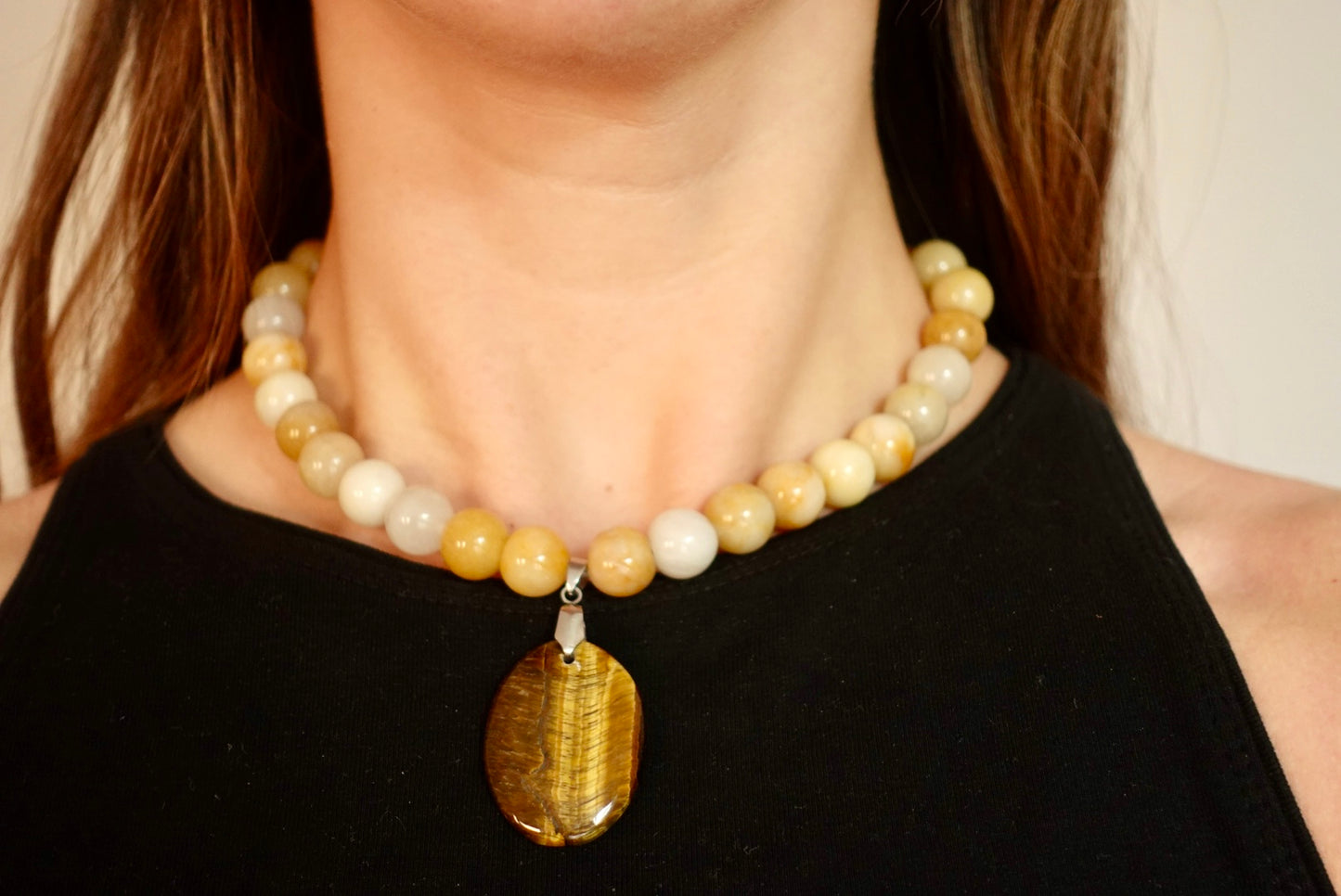 Collar Joy - Jade Dorado + Ojo de Tigre