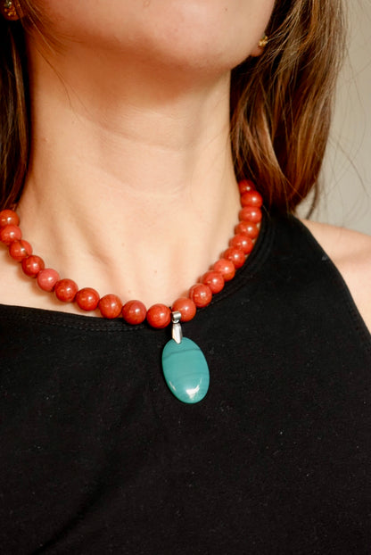 Collar Joy - Jaspe Rojo + Onix Agua