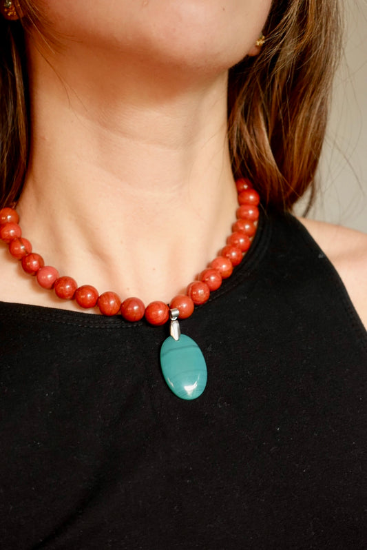 Collar Joy - Jaspe Rojo + Onix Agua