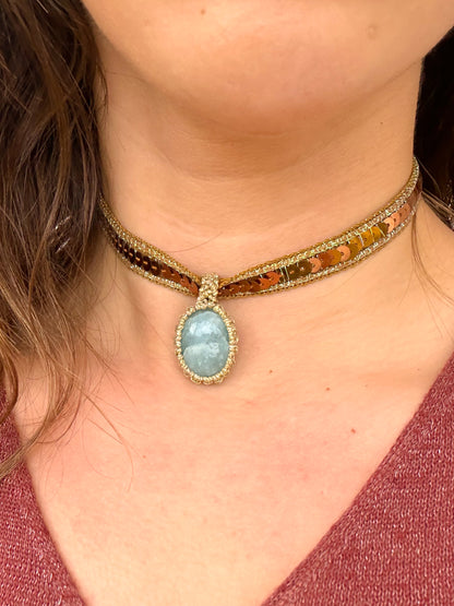 Choker Festa Aguamarina