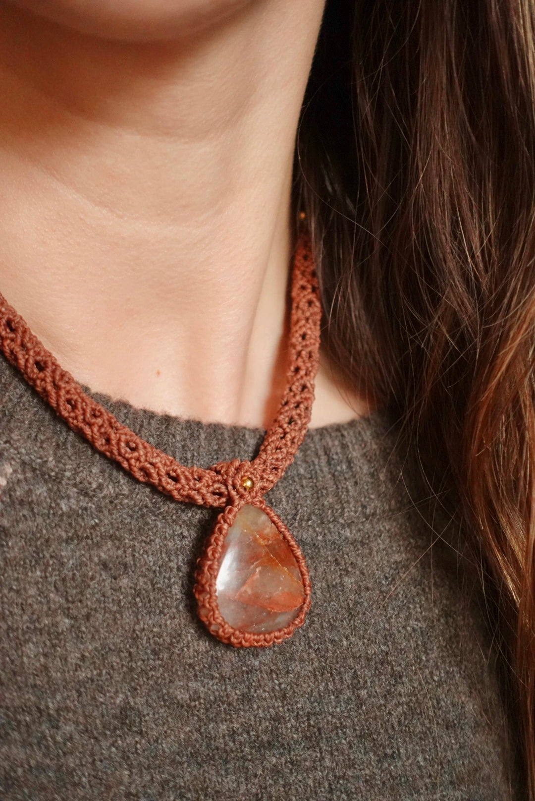 Collar Merida Cuarzo Rutilado Rojo