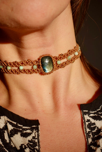 Choker Sintra Labradorita + Crisoprasa