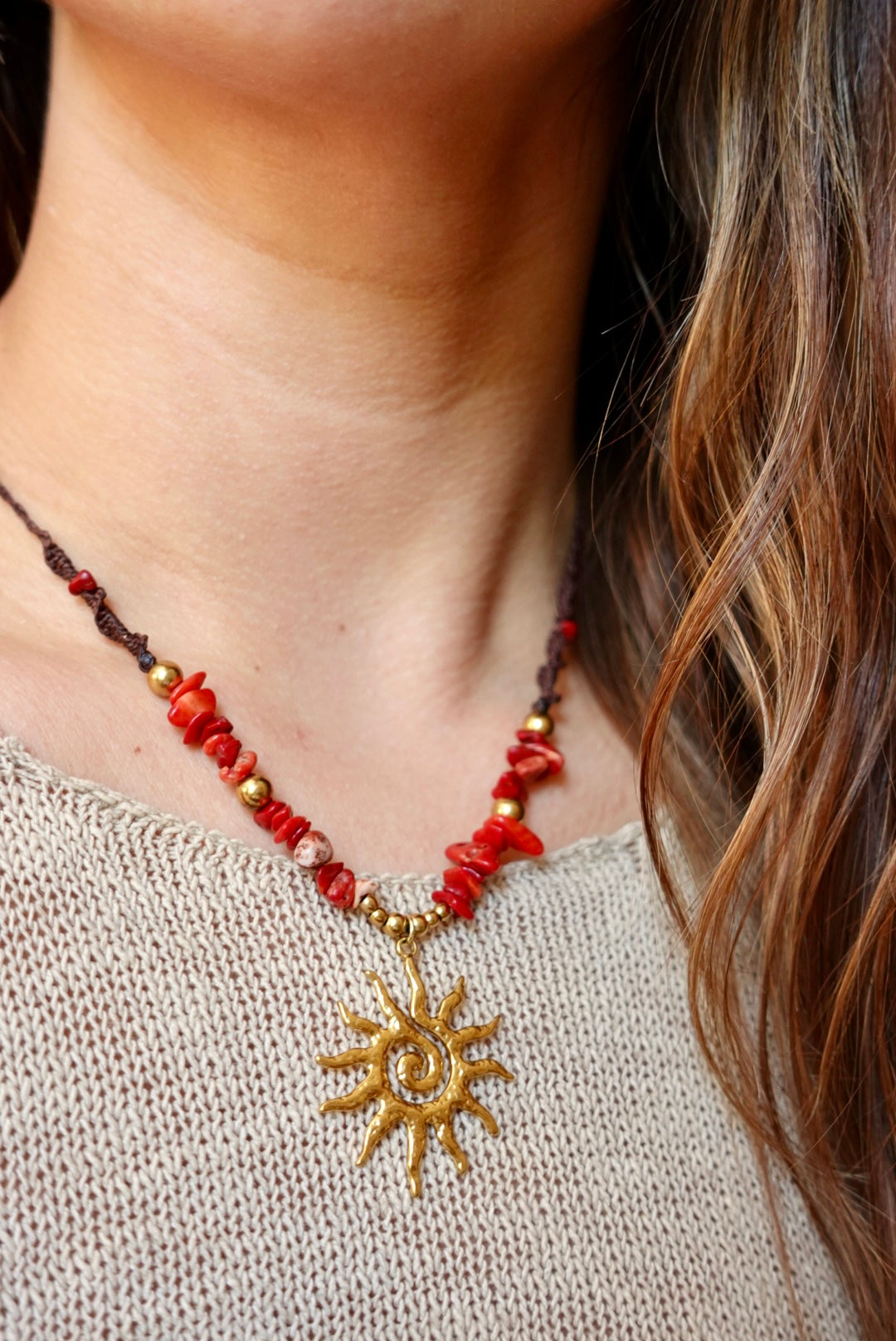 Collar Amalfi Coral Rojo