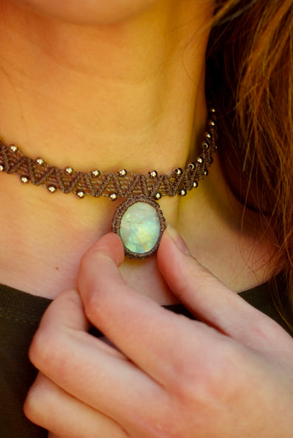 Collar Pipa Piedra Luna