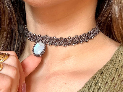 Collar Pipa Piedra Luna